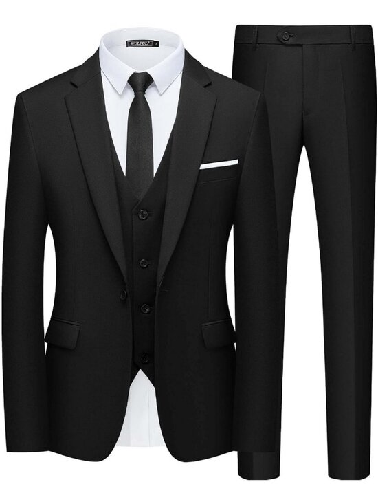 Other - Slim Fit 3-Piece Suit Set for Men - One Button Blazer, Vest & Pants for Weddings